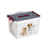 Sunware Opbergbox Huisdieren met Inzet Q-Line - 40x30x26cm - 22L - Wit/Bordeaux - Inhoud 22 l