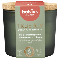 Bolsius True Joy Geurglas met Kurk - 21u Brandduur - Ø83mm - 7,6cm - Botanic Freshness - Merk Bolsius - Kleur Groen - Geur Kruidig - Aantal branduren 21u