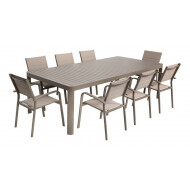 Tuinset Capri met Verstelbare Tafel - 8 Tuinstoelen - Aluminium - Beige - Kleur Beige - Aantal zitplaatsen 8 - Materiaal Aluminium