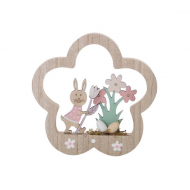 Décoration fleur en bois avec décor de pâques sur pied 15,3cm - Surmatelas - Marque DDD