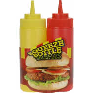 Bouteilles de Distribution/Sauce - Bouteilles à Presser  - 400ml - Plastique - Jaune/Rouge - Marque Merkloos - Matériel Matière plastique - Couleur Multicolore
