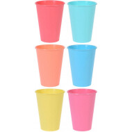 Drinkbekersset - 9,5x9,5x12cm - 400ml - Polypropyleen - Multicolor - 6 Stuks - Kleur Multicolor