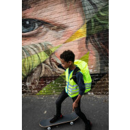 Wowow Veste de Sécurité Enfant avec Zip - Vélo Amusante - Taille L - Unisexe - Vert/Bleu/Argent - Marque Wowow