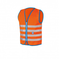 Wowow Veste de Sécurité Enfant avec Zip - Vélo Amusante - Taille S - Unisexe - Orange/Bleu/Argent - Marque Wowow
