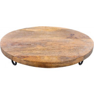 DoaBuy Plateau de Service - Rond - Avec Pieds - Ø37x6cm - Bois de Manguier - Marron - Matériel Bois - Couleur Brun