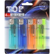 Set de Briquets - Rechargeable - Flamme Réglable - 3x1x9cm - Plastique/Métal - Multicolore - 4 pcs - Marque Merkloos