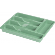 Range-Couverts - 5 Compartiments - 33.5x26.5x3.5cm - Polypropylène - Vert - Marque Merkloos