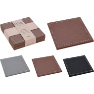 H&S Onderzetters - Leer - Multicolor - 4 Stuks