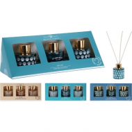 Excellent Houseware Aroma Diffuser -  Etherische Oliën - 30ml - Glas - Multicolor - 3 stuks - Geur Zeebries