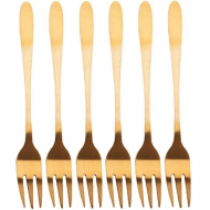 Excellent Houseware Set de Couverts à Dessert - L14,5 cm - Acier Inoxydable - Or - 6 pièces