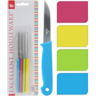 Excellent Houseware Set de Couteaux à Éplucher - 0,5x17cm - Plastique/RSV - Multicolore - 4 pièces