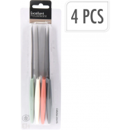 Excellent Houseware Set de 4 Couteaux à Steak - 21cm - Acier Inoxydable/Plastique - Multicolore