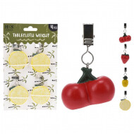 Excellent Houseware Set de Pinces à Nappe - Thème Fruit - Métal/Plastique - Multicolore - 4 pièces