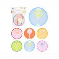 Excellent Houseware Onderzettersset - Cocktailthema - Ø9cm - Silicoon - Multicolor - 6 stuks - Kleur Multicolor