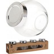 Excellent Houseware Voorraadpot - met Deksel - 190ml - Glas/Polypropyleen - Transparant - 4 stuks - Kleur Transparant - Materiaal Glas