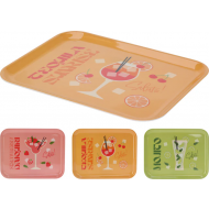 Excellent Houseware Plateau - Thème de cocktail - 36,5x28,5cm - Mélamine - Multicolore - Couleur Multicolore - Matériel Mélamine
