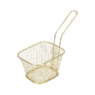 Excellent Houseware Mini Corbeille à Frites - Service Alimentaire Stylé - 9x11x6,5cm - Métal - Or - Couleur Or - Matériel Métal