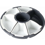 Excellent Houseware Serveerschaal - Vakverdeling en Deksel - Ø32cm - Kunststof - Grijs - Materiaal Kunststof - Kleur Grijs