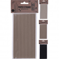 Excellent Houseware Rietjes - Warme en Koude Dranken - 19cm - Papier - Bruin/Zwart - 16 Stuks
