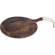 Excellent Houseware Plateau - Serveren - Handvat - Verbrande Look - Ø40cm - Mangohout - Bruin - Materiaal Hout - Kleur Bruin