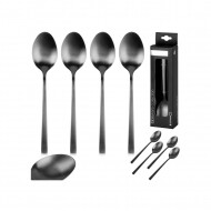 Excellent Houseware Cuillère à Thé - 15x2,3cm - Acier Inoxydable - Noir - 4 pièces