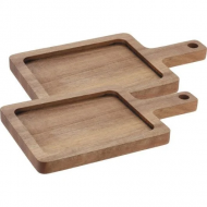 Excellent Plateau de Service - avec Poignée - 23x13x1,5cm - Bois d'Acacia - Bois - 2 Pièces - Matériel Bois - Couleur Brun