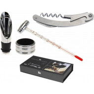 Excellent Houseware Accesoires Vin - Tire-Bouchon/Thermomètre/Bague - Acier Inoxydable - Argent