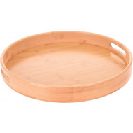 Excellent Houseware Plateau - Servir des Collations/Boissons - Ø40cm - Bambou - Marron Clair - Couleur Marron clair - Matériel Mélamine