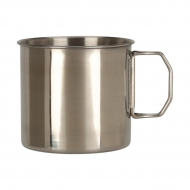 Tasse de Camping - avec Oreille Pliable - 500ml - Acier Inoxydable - Silver - Marque Redcliffs