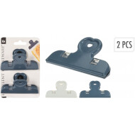 Excellent Houseware Pinces de Fermeture de Sac - 11x6cm - Plastique - Blanc/Bleu - 2 Pièces