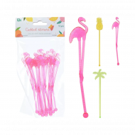 Excellent Houseware Bâtons à Cocktail - 3 Designs - H17,5cm - Plastique - Multicolore - 12 pièces