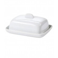Excellent Houseware Botervloot - met Deksel - 9,7x7,8x1,2cm - Keramiek - Wit - Materiaal Keramiek - Kleur Wit