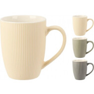 Koffietas New Bone - Streepreliëf - Magnetronbestendig - 330ml - Porselein - Bone - Merk Merkloos - Kleur Multicolor