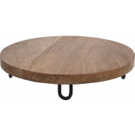 Relaxwonen Plateau de Service - Avec Pieds - Ø30x3cm - Bois de Manguier - Marron - Couleur Brun - Matériel Bois