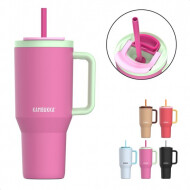 Kambukka Rio Tumbler 950ml - Waterfles met Telescopisch rietje - Lek proof - BPA vrij - Bubblegum - Merk Kambukka - Kleur Pastel groen,Roze - Inhoud 950 ml