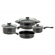 Redcliffs 4-Pièces Batterie de Cuisine - Antiadhésif - Camping - Métal/Plastique/Verre - Noir - Marque Redcliffs - Convient pour Plaque de cuisson