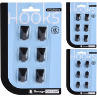 Storage Solutions Zelfklevende Haken Set van 6 - RVS - Zilver - 6 Stuks