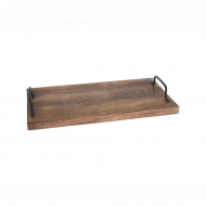 Planche à Découper/Servir - avec Poignées - 40,5x21,5cm - Bois de Manguier/Métal - Marron Foncé - Marque Merkloos - Matériel Bois - Couleur Brun