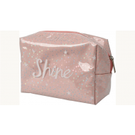Toilettas - 10x17x23cm - Polyvinchloride - Roze - Merk Merkloos - Kleur Roze