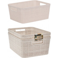 Storage Solutions Panier de Stockage - 4,65L - 245x190x100mm - Polypropylène - Beige - 2 pièces - Marque Merkloos - Couleur Beige
