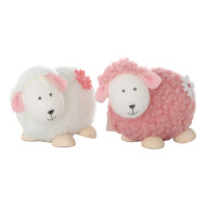 Decoratie vilten beeld schaap wit/roze - Merk DDD