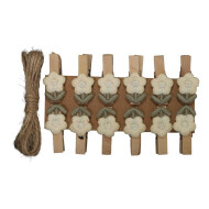 Decoratie Houten Bloemen op Knijper - 12 Stuks - Merk DDD