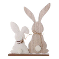 Décoration Petits Lapins de Pâques en Bois sur Pied - 39,5cm - Marque DDD