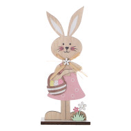 Décoration Lapin de Pâques en Bois - Rose - 20,5cm - Marque DDD