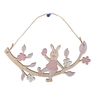 Decoratie Hanger Tak met Paasdeco - Roze - Merk DDD