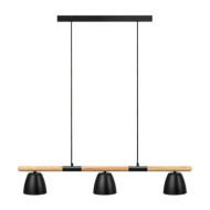 Nordlux Theo Hanglamp - 3 Lampen - GU10 - Niet Dimbaar - 92,6cm - Metaal/Hout - Zwart - Type lamp Lamp niet inbegrepen - Kleur Zwart - Materiaal Hout,Metaal - Aantal lichtpunten 3 - Fitting Nvt