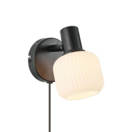 Nordlux Milford Wandlamp - E14 - Niet Dimbaar - Ø19x16,5cm - Glas/metaal - Zwart - Materiaal Glas,Metaal - Fitting Nvt - Type lamp Lamp niet inbegrepen - Kleur Zwart - Aantal lichtpunten 1