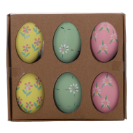 Decoratie Mix Paaseitjes met Bloemen - 6st - Merk DDD