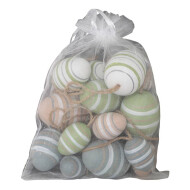 Decoratie Mix Paaseitjes met Strepen - 16st - Merk DDD