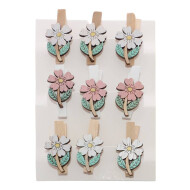 Décoration Mix Fleur sur Pince - Rose/Blanc - 9pcs - Marque DDD